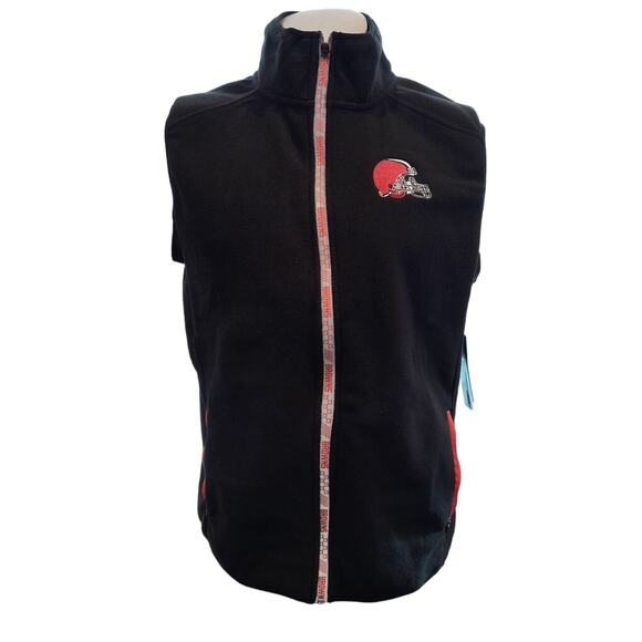 NEW Cleveland‎ Browns Full-Zip Fleece Vest Black NFL Collection NWT Men Large - Picture 8 of 8